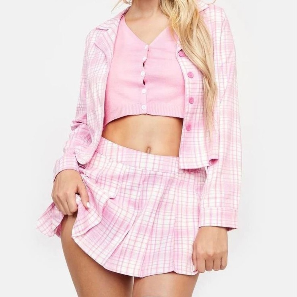 NWT Dollskill 4 pc Clueless Pink Plaid Costume/Pink Set Regina George Costume XS - Picture 5 of 15